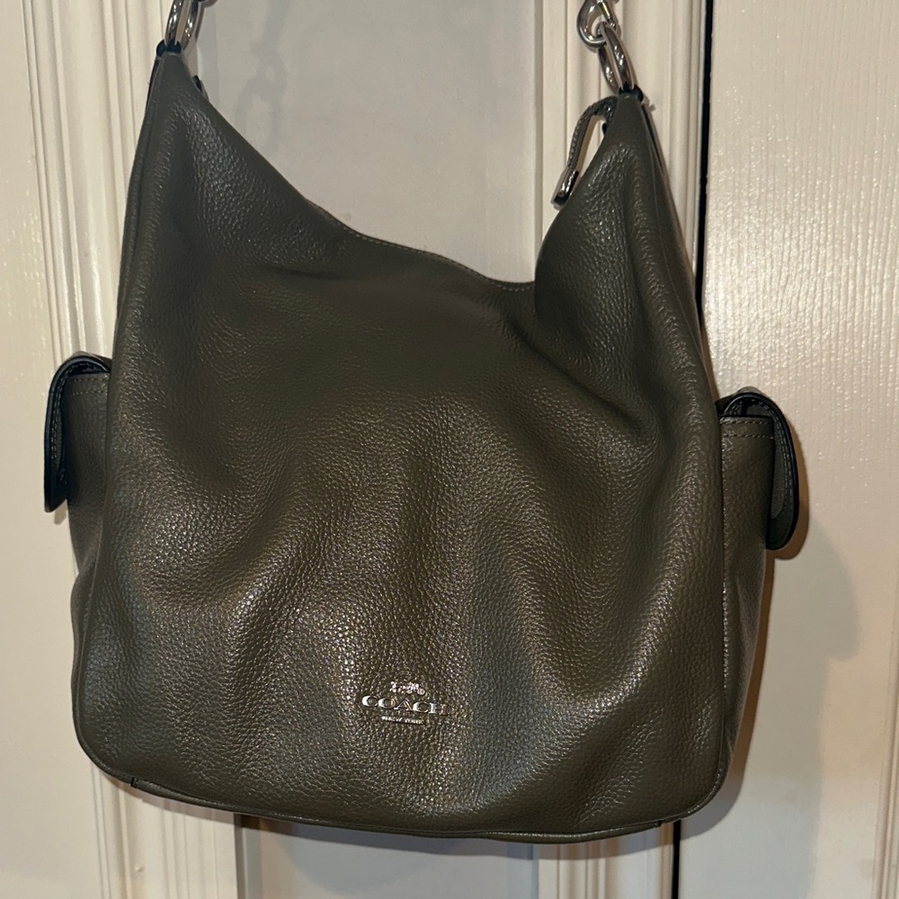 Coach Dark Green Leather Hobo Bag